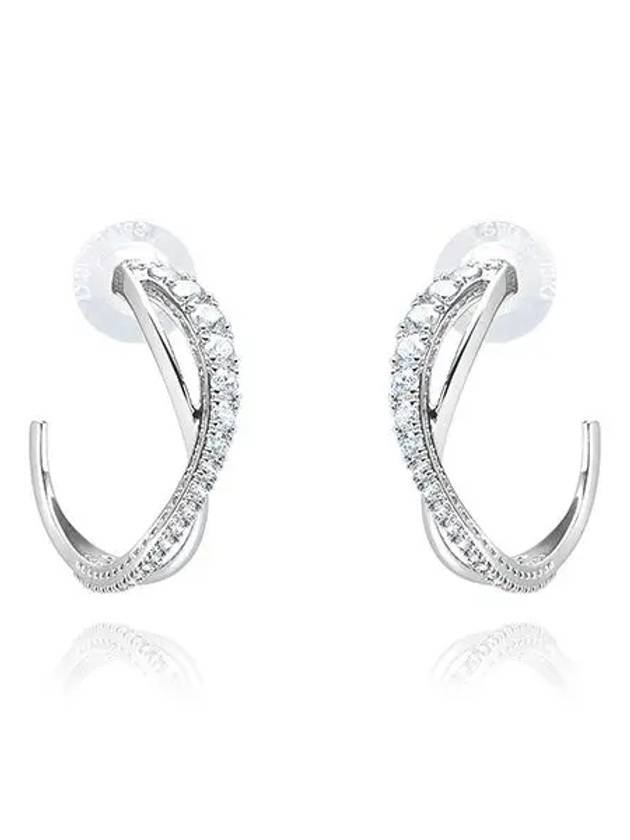 Twisted Hoop Earrings Silver - SWAROVSKI - BALAAN 3