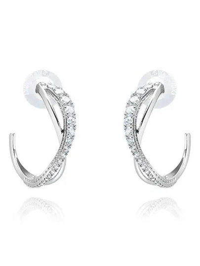 Twisted Hoop Earrings Silver - SWAROVSKI - BALAAN 2