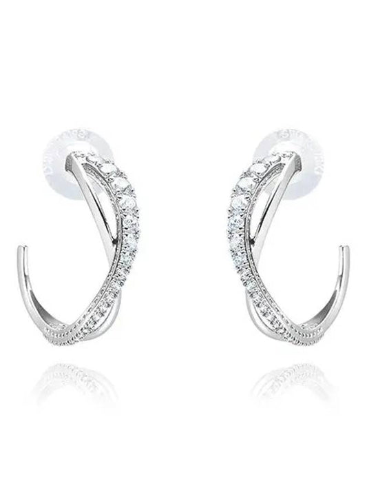 Twisted Hoop Earrings Silver - SWAROVSKI - BALAAN 2