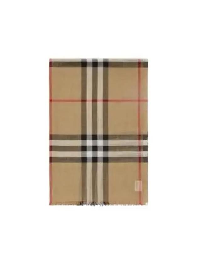 Check Wool Silk Scarf Beige - BURBERRY - BALAAN 2