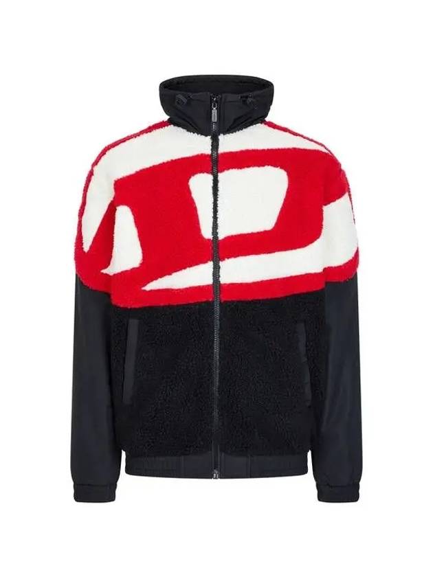 Men's Logo Fleece Front Jacket Black 271687 - DIESEL - BALAAN 1