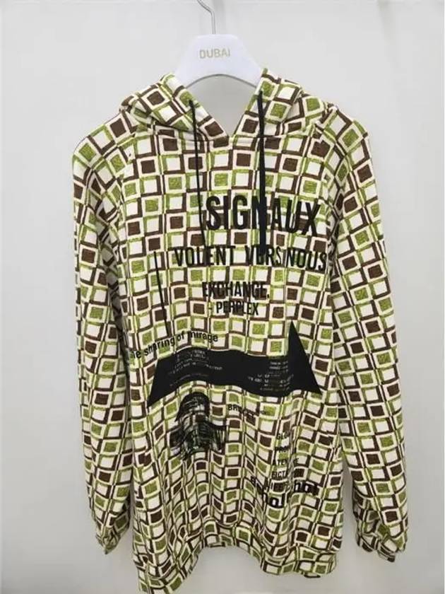 lettering print pattern cotton hooded top - PRADA - BALAAN.