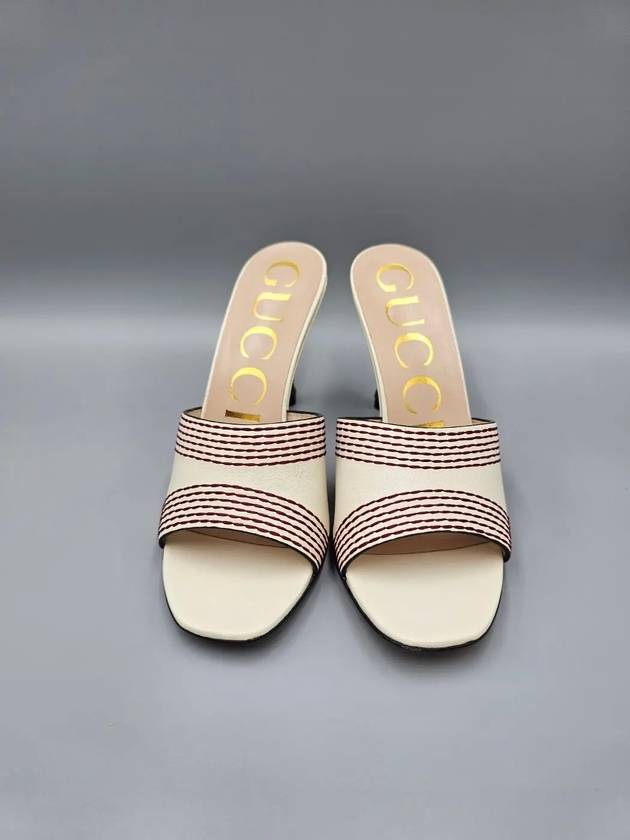 Bamboo Leather Sandal Heels White - GUCCI - BALAAN 4