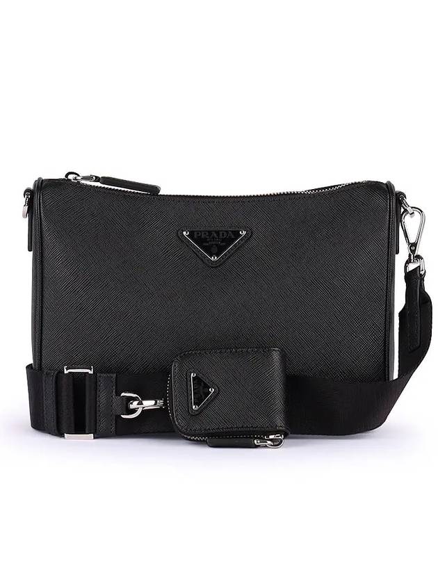 Triangle Logo Saffiano Leather Cross Bag Black - PRADA - BALAAN 2