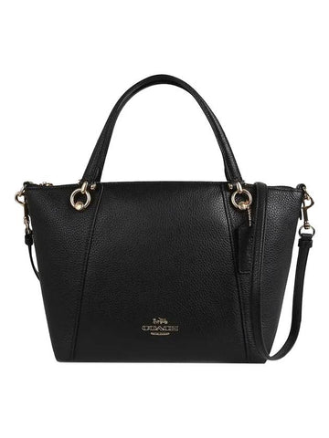 Kacey Satchel Leather Tote Bag Gold Black - COACH - BALAAN 1