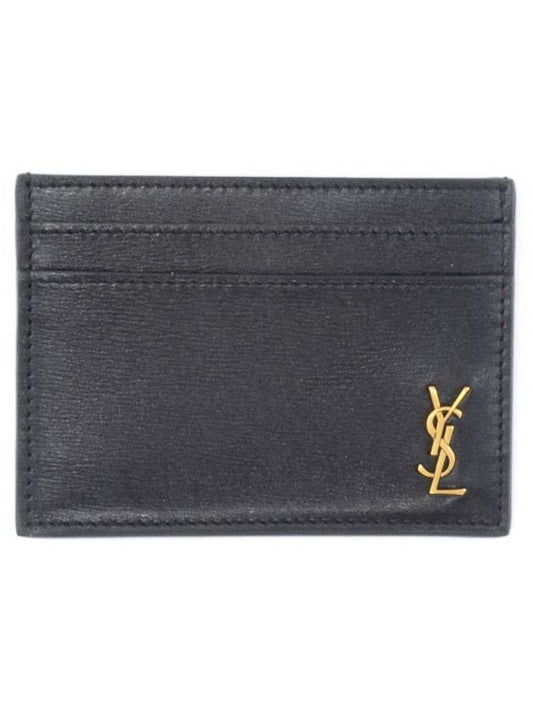 Tiny Monogram Shiny Leather Card Case Black - SAINT LAURENT - BALAAN 2