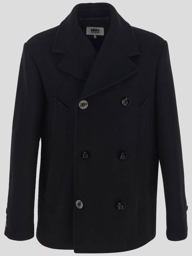 Men's Wool Blend Double Coat Black - MAISON MARGIELA - BALAAN 2