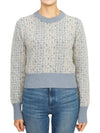 Jacquard Lettering Motif Cropped Knit Top Light Blue - GOLDEN GOOSE - BALAAN 4