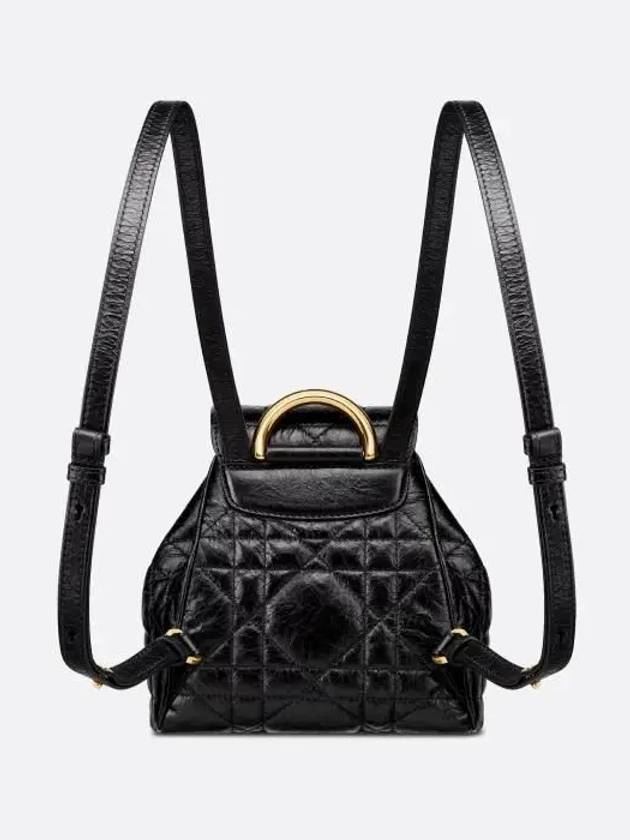 Caro Macrocannage Small Crinkle Calfskin Backpack Black - DIOR - BALAAN 4