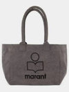 Yenky Zipper Logo Washed Cotton Tote Bag Grey - ISABEL MARANT - BALAAN 2