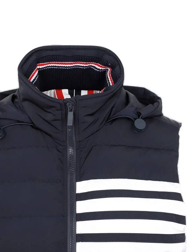 Women s Poly Twill 4 Bar Funnel Neck Down Padded Vest Navy - THOM BROWNE - BALAAN 5