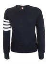 Engineered 4 Bar Stripe Loopback Jersey Knit Crewneck Sweatshirt Navy - THOM BROWNE - BALAAN 3