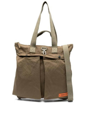 Logo Patch Canvas Tote Bag Dark Olive - HERON PRESTON - BALAAN 1