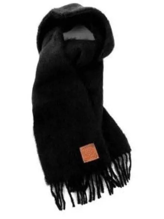 Anagram Fringe Mohair Scarf Black - LOEWE - BALAAN 2