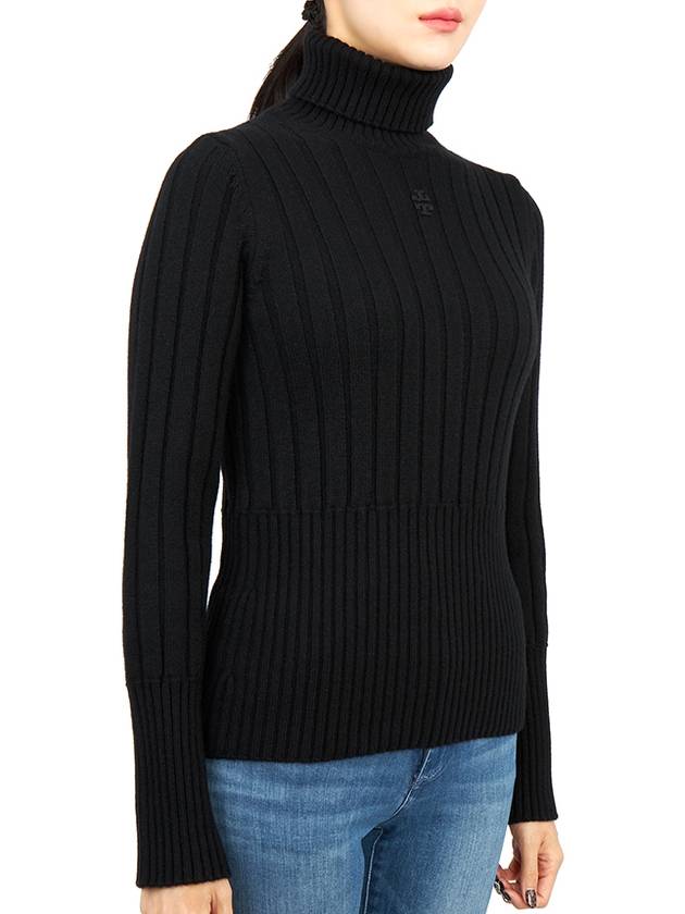 Ribbed Knit Turtleneck Black - TORY BURCH - BALAAN 4