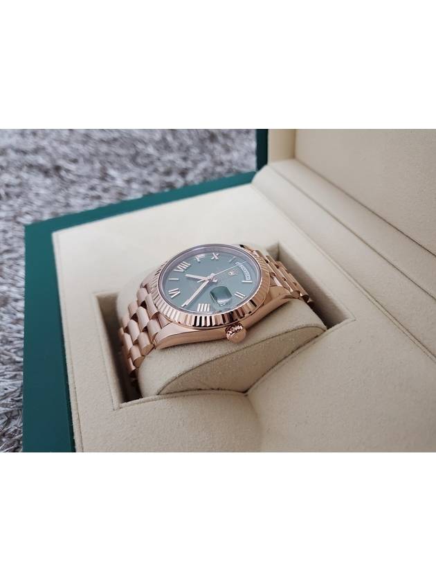 Rolex Day Date Rose Gold Olive Green 21 Years - ROLEX - BALAAN 6