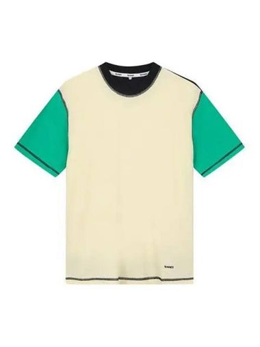 Color block short sleeve t shirt beige green CRTWXJER004 COT002 - SUNNEI - BALAAN 1