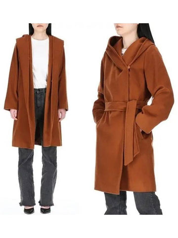 Studio NEWMANG 2426016111600 056 Hooded Belted Wool Coat 1208132 - MAX MARA - BALAAN 1