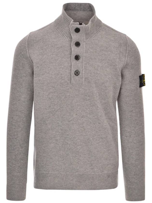 Wappen Patch Button Knit Top Melange Gray - STONE ISLAND - BALAAN 2