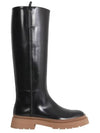 leather long boots black - BRUNELLO CUCINELLI - BALAAN 1