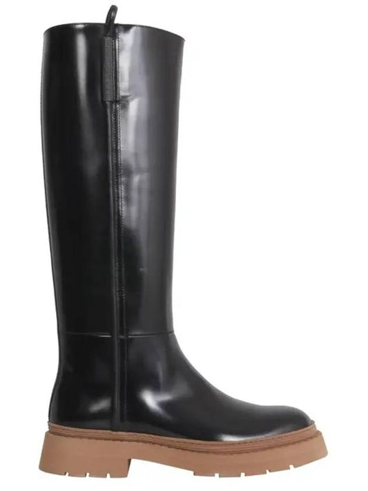 leather long boots black - BRUNELLO CUCINELLI - BALAAN.