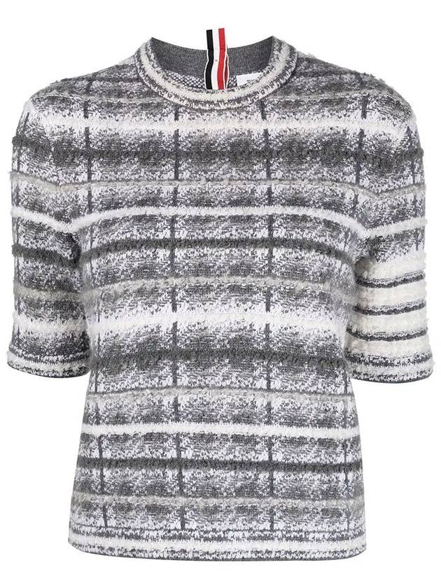 4 Bar Crew Neck Merino Mohair Knit Top Grey - THOM BROWNE - BALAAN 2