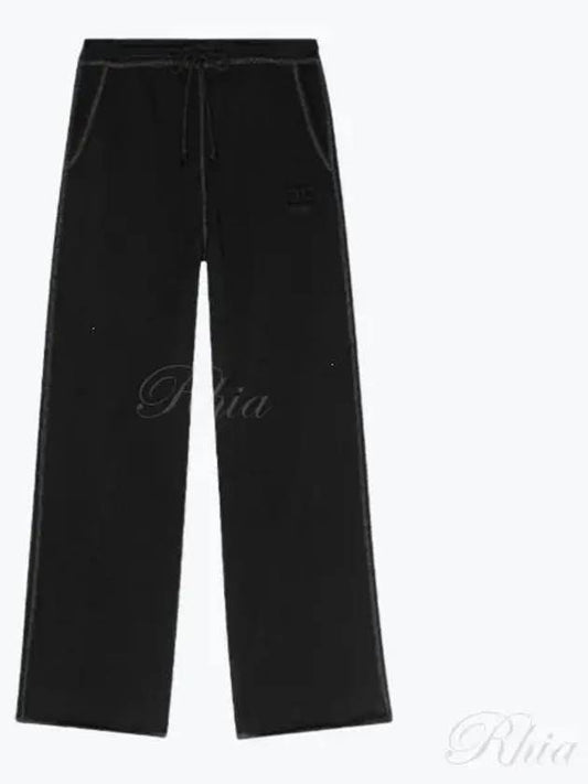 Embroidered Logo Cotton Wide Pants Black - GANNI - BALAAN 2