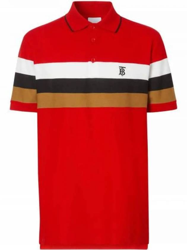 TB logo striped short sleeve PK shirt red - BURBERRY - BALAAN.