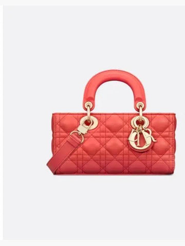 Lady D Joy Cannage Small Lambskin Tote Bag Coral - DIOR - BALAAN 1