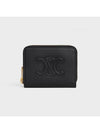 Cuir Triomphe Compact Smooth Calfskin Half Wallet Black - CELINE - BALAAN 2