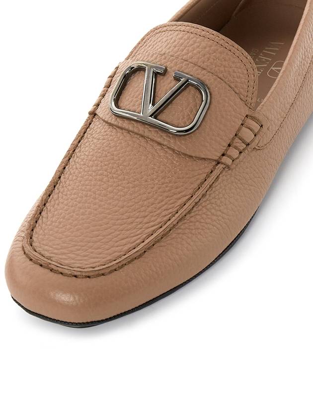 V Logo Leather Loafers Light Camel - VALENTINO - BALAAN 8