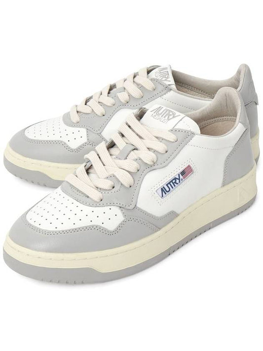 Men's Medalist Low Leather Sneakers Grey White - AUTRY - BALAAN 2