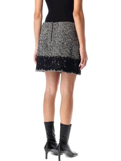 Dolce & Gabbana Short Micro-Tweed Skirt With Lace Insert - DOLCE&GABBANA - BALAAN 2