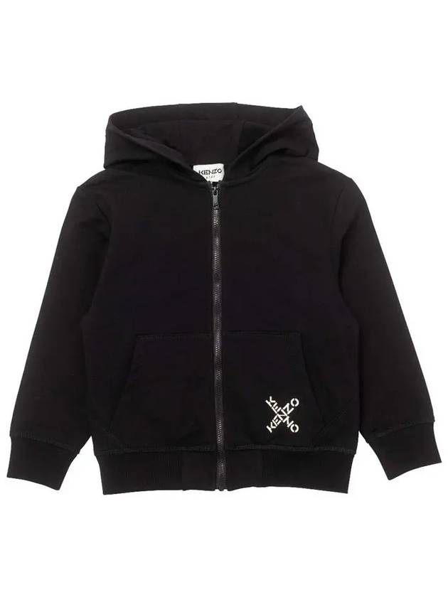 Kids Logo Hooded Zip Up Black K25719 065 - KENZO - BALAAN 1