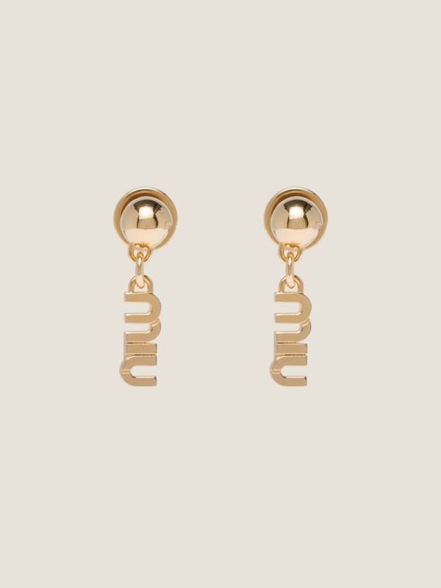 logo drop earrings - MIU MIU - BALAAN 4