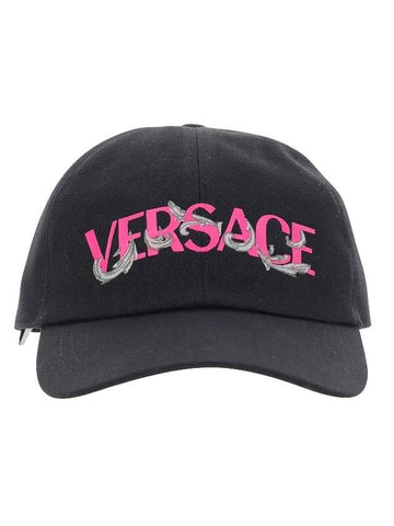 Baroque Logo Cotton Ball Cap Black Pink - VERSACE - BALAAN 1