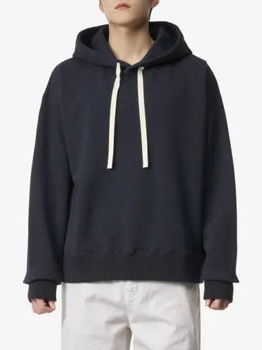 Drawstring Cotton Hoodie Navy - JIL SANDER - BALAAN 1