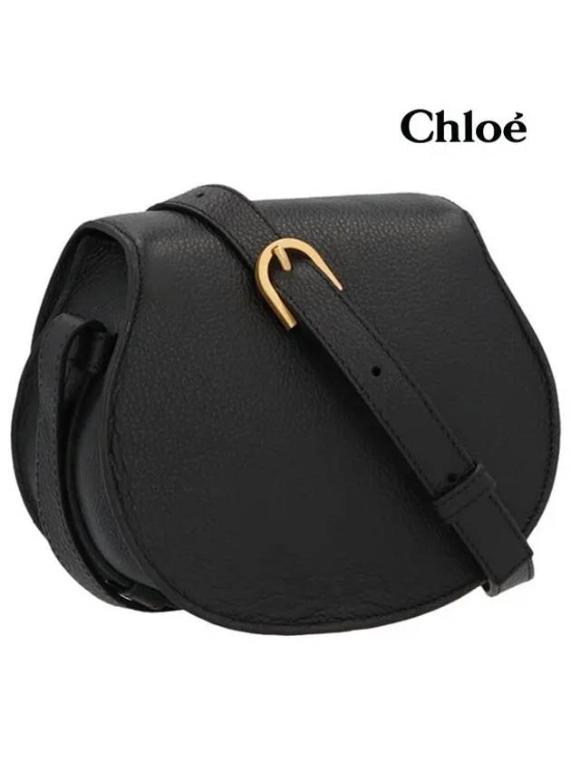 Marcie Saddle Small Grained Leather Cross Bag Black - CHLOE - BALAAN 4