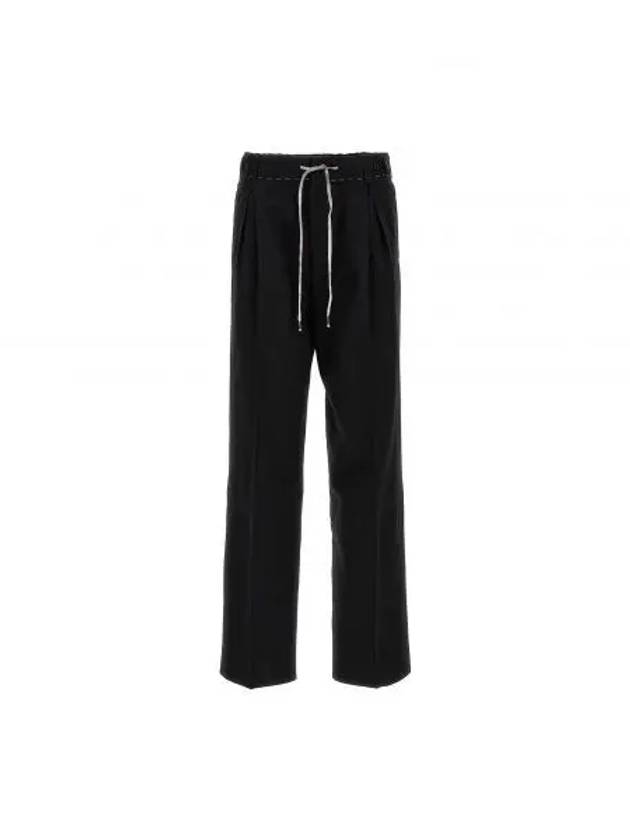 Drawstring Cotton High Waist Pants Black - MAISON MARGIELA - BALAAN 2