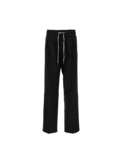 Drawstring Cotton High Waist Pants Black - MAISON MARGIELA - BALAAN 2