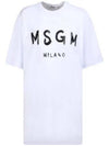 Milano Brushed Logo Short Sleeve Short Dress White - MSGM - BALAAN 2