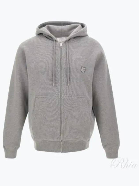 Bold Fox Head Patch Cotton Hooded Zip-Up Grey - MAISON KITSUNE - BALAAN 2