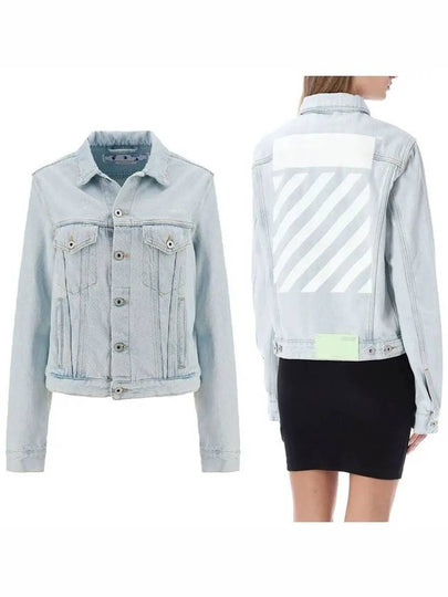 Women's Diag Trucker Denim Jacket Blue - OFF WHITE - BALAAN 2