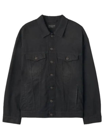 Sensed logo embroidery patch oversized denim jacket black jumper - BALENCIAGA - BALAAN 1