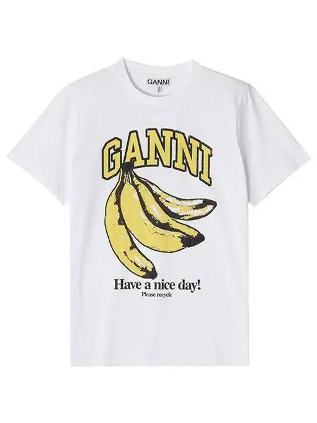 Basic Jersey Banana Relaxed Short Sleeve T-Shirt White - GANNI - BALAAN 2