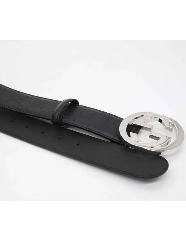 Men's Interlocking G Signature Leather Belt Black - GUCCI - BALAAN 4