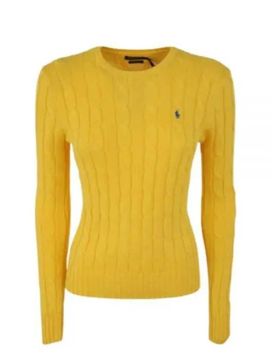 Embroidered Logo Pony Cable Knit Top Yellow - POLO RALPH LAUREN - BALAAN 2