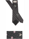 409254 Dark gray flower dot bee point pattern slim silk tie - GUCCI - BALAAN 3