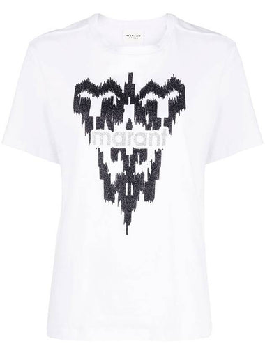 Zewel Logo Print Short Sleeve T-Shirt White - ISABEL MARANT - BALAAN 1