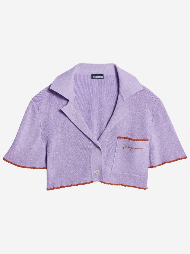 Le Haut Brilho Sparkly Cropped Bowling Cardigan Purple - JACQUEMUS - BALAAN 2